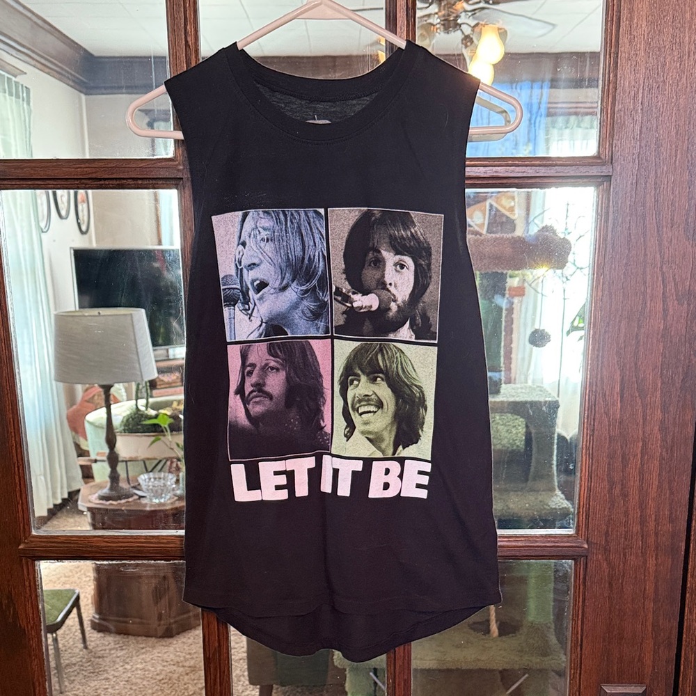The Beatles Let It Be Graphic‎ Muscle Tank Top Charcoal Black Womens XS 2014